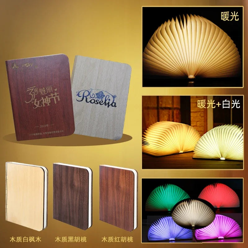 lampe posée livre forme led blanc brun plis pages modernes minimaliste pince centrale recharge