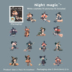 autocollants sorcières halloween personnages citrouilles chats papillons noir rose vert orange