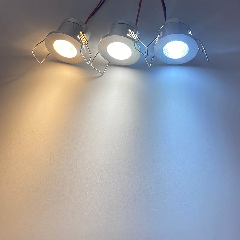 projecteur led argenté 1w 12v 24v dimmable grille perforations modernes câbles noirs rouges