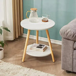 table ronde moderne étagère bois clair scandinave hauteur 55cm diamètre 38cm