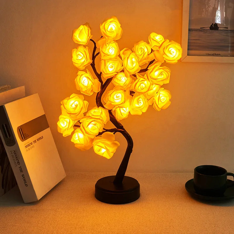 décoration noël lampe arbre rose led usb alimentée blanc multicolore contemporain minimaliste