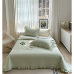 couvre lit coton tie dye rayures vert clair classique simple lit maison