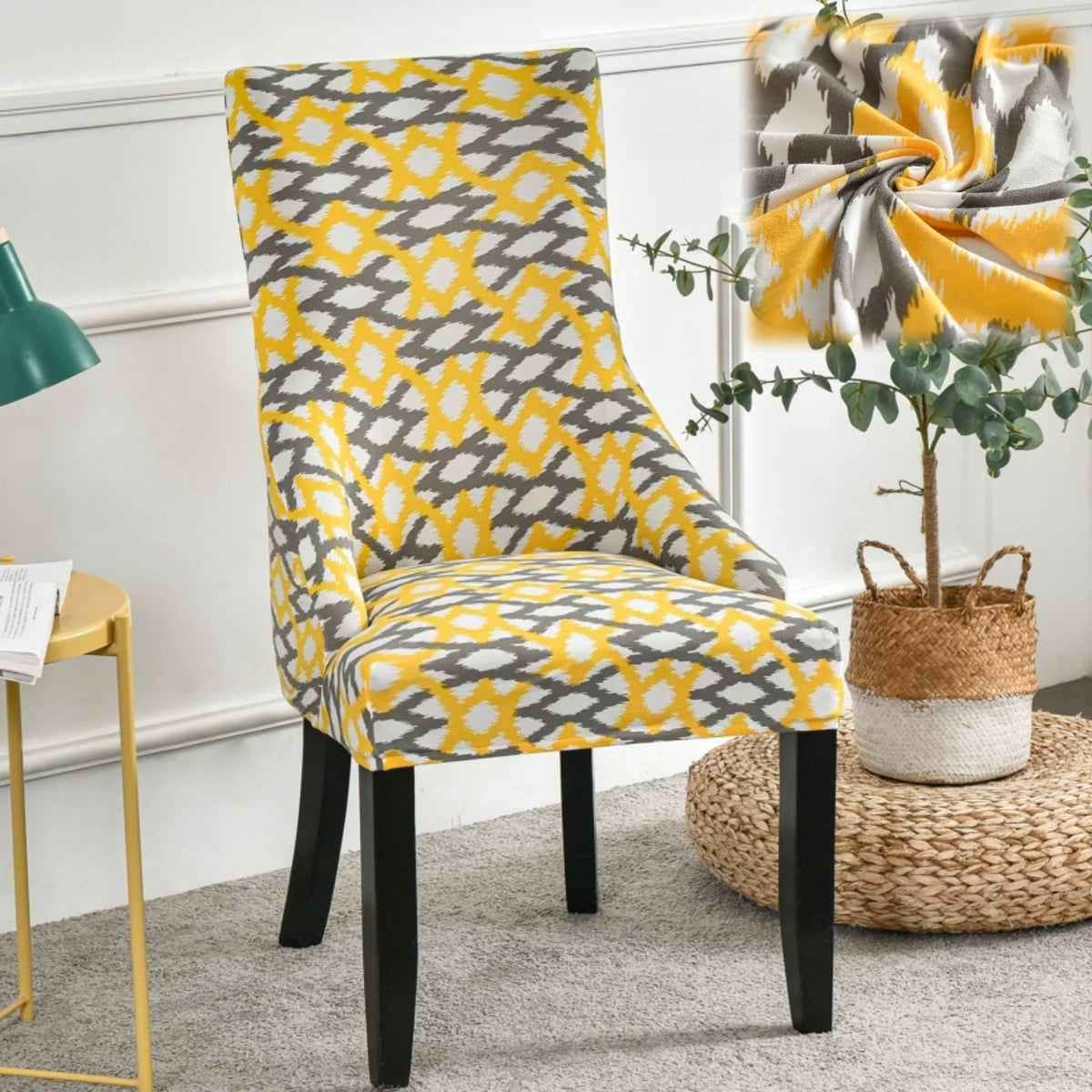 housse chaise velours extensible imprimé floral fauteuil salle manger moderne décoration