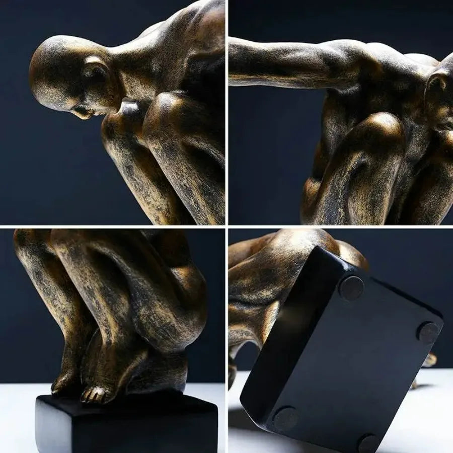 Détail de la sculpture penseur en résine de qualité