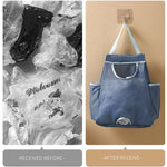 sac poubelle suspendu polyestère réutilisable bleu marine gris noir maille fine moderne crochets muraux