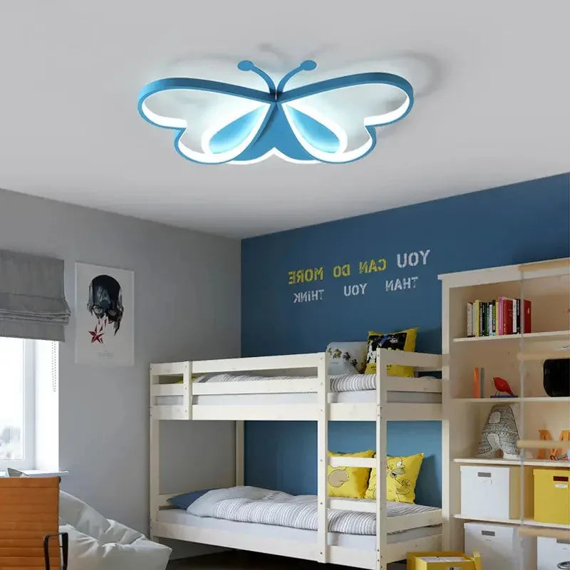lampe moderne bleu rose papillon stylisé chambre enfant éclairage quotidien télécommande surface opaque