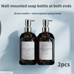distributeur savon mural rechargeable sans poinçonnage moderne transparent noir étiquette blanche main shampoing gel