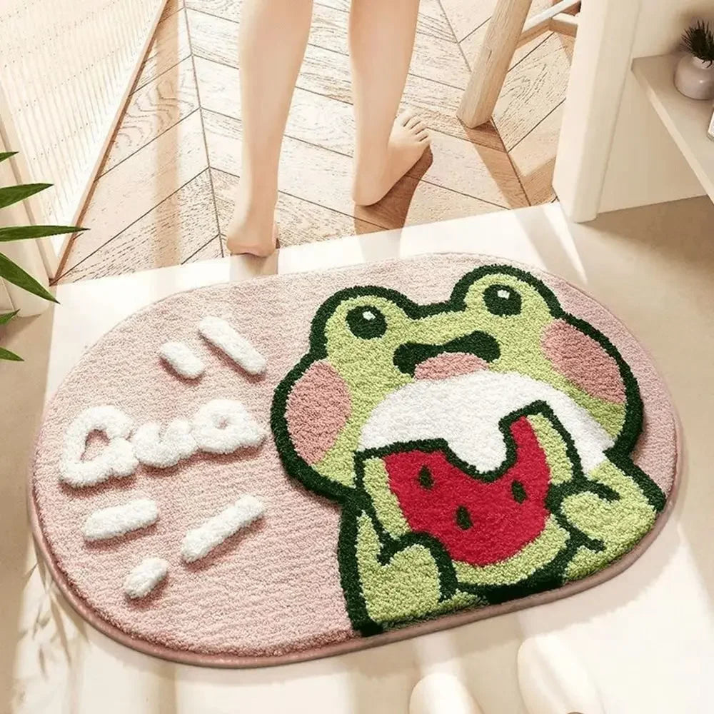 tapis sol décoratif mignon motif cartoon animaux fleurs doux absorbant salle bain maison