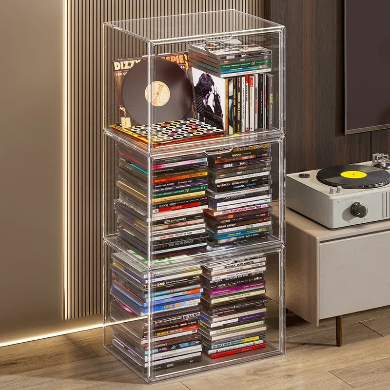 boîtes rangement transparentes modernes minimalistes livres vinyles sacs figurinesXL XXL