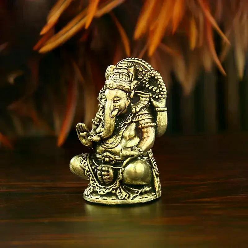 statues ganesha bronze doré décoratives traditionnelles religieuses maison complexes sculptées