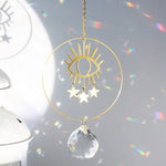 mobile solaire cristal lune étoiles fleurs décoration jardin intérieur suspendu boho romantique argent doré