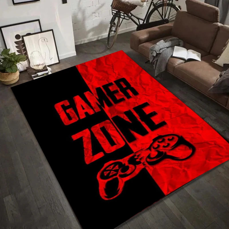 tapis moderne fleuri manette jeu gaming zone noir jaune rouge bleu salon chambreextérieur