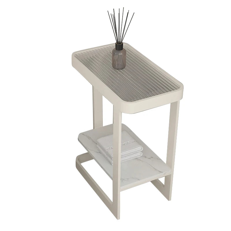 table salle bain moderne métal blanc texture grille gris marbre