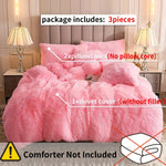 Housse de couette fausse fourrure blanche avec taies