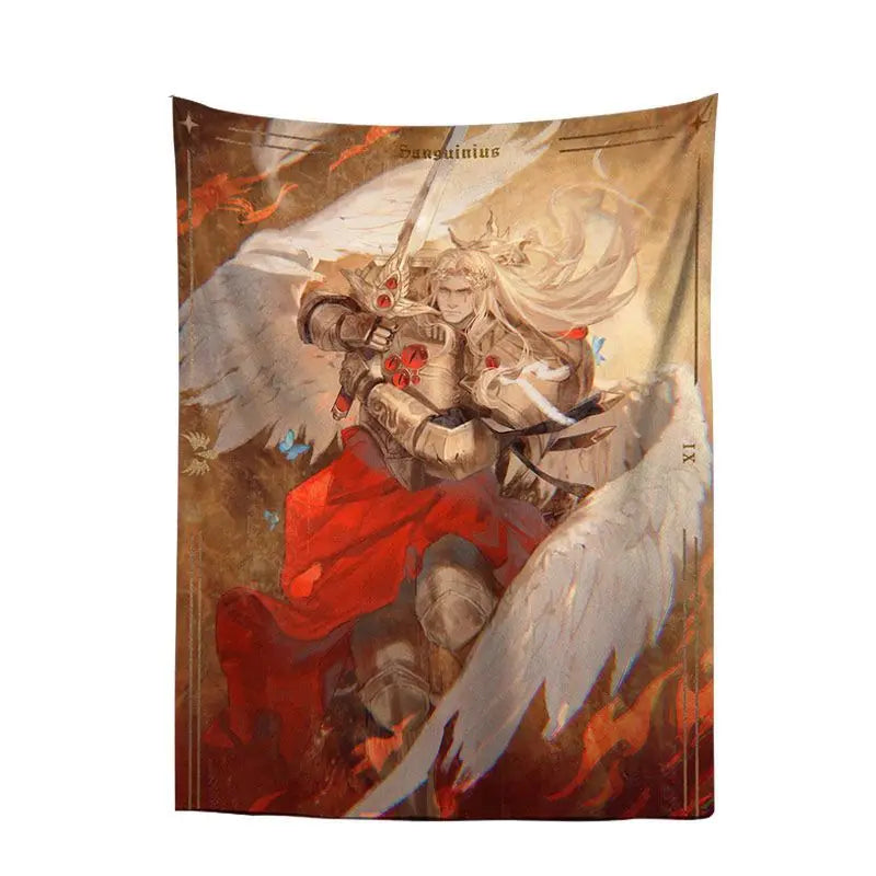 tapisserie murale warhammer 40k personnage armé bleu noir rouge moderne détaillée hand washable digital
