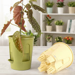 pot fleurs moderne plastique beige mat auto arrosant réserve d'eau
