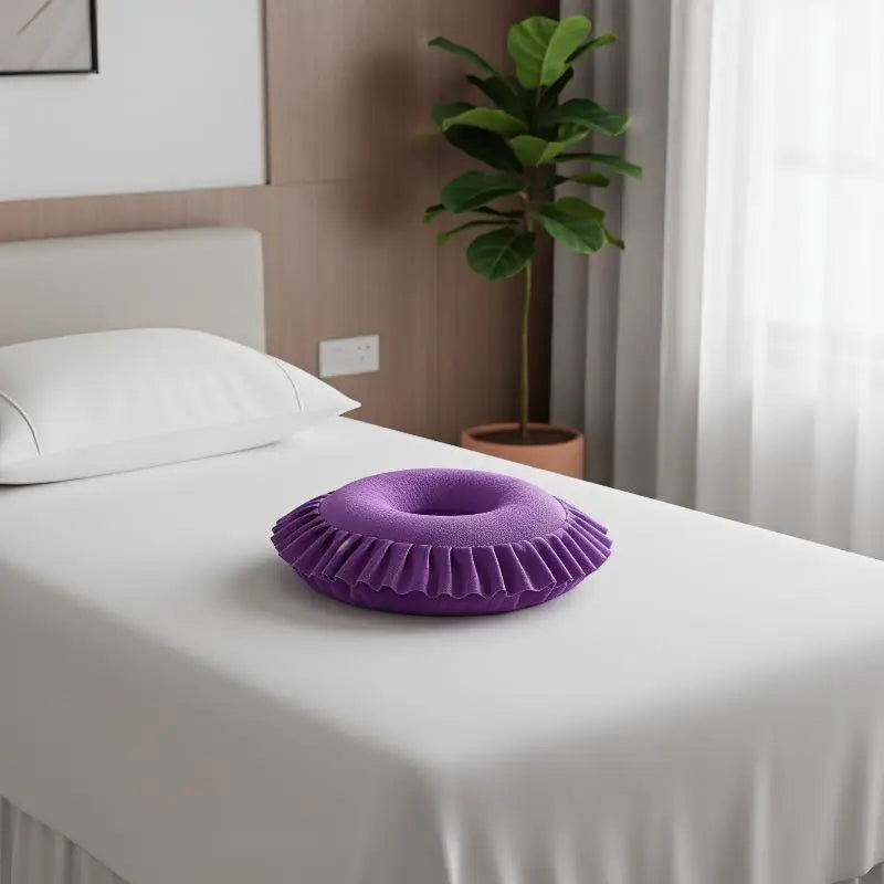 coussin massage violet velours confort sans electricité salon beauté thérapie spa repose visage repose