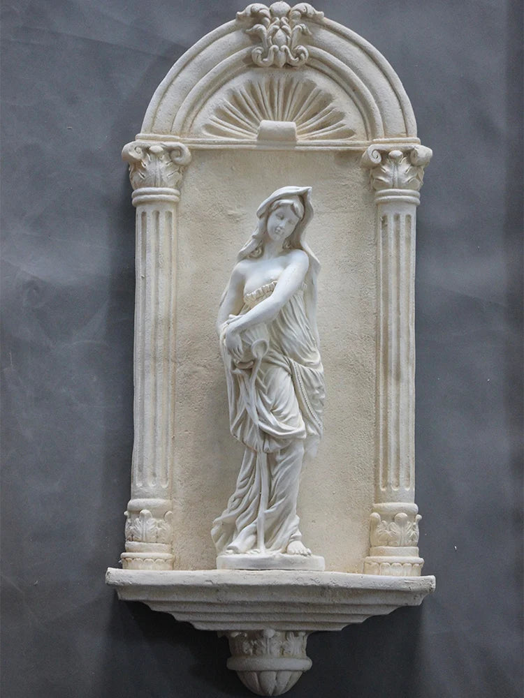 décoration murale extérieure statue classique antique grise sculptée détaillée bar patio