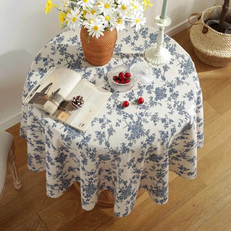 nappe table lin polyester imprimé pivoine tassels rustique vintage extérieur hiver noël mariage