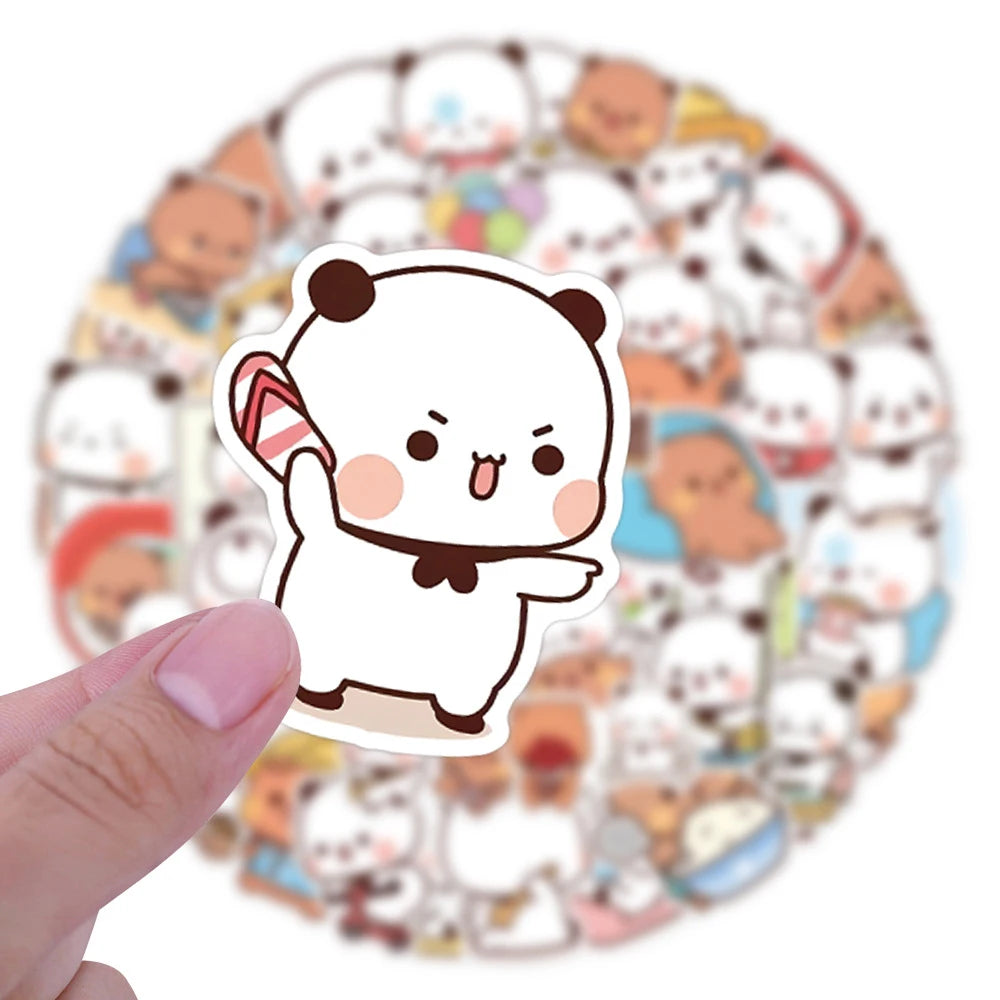 sticker kawaii mignon personnage divers expressions activités quotidiennes blanc rose vert
