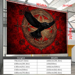 tapisserie murale oiseau vol cercle géométrique motifs floraux gothique rouge noir doré décoration salon
