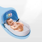 lit pliable bébé bleu clair coussin mousse filet anti moustiques porte clés jouets moderne
