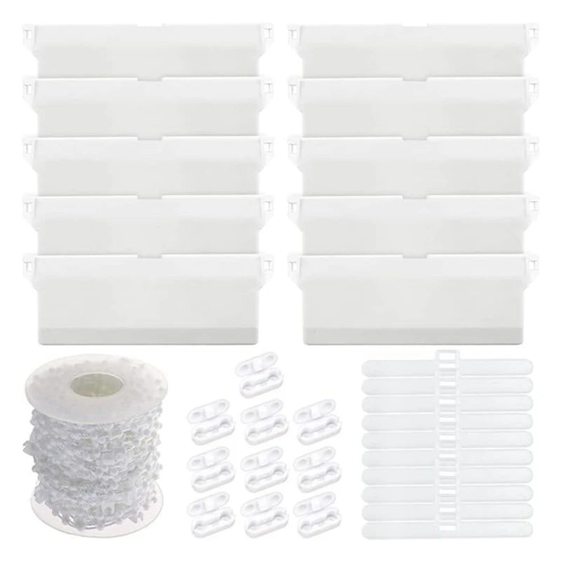 rideau lamelles blanc moderne 10m chaîne clips opaques 20pc set