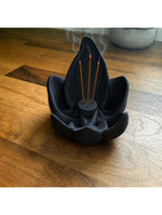 support encens fleur lotus moderne blanc noir résine minimaliste