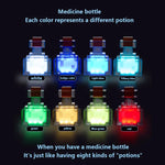 bouteille médicament led rechargeable pixel art contemporain transparent rouge bleu table chambre