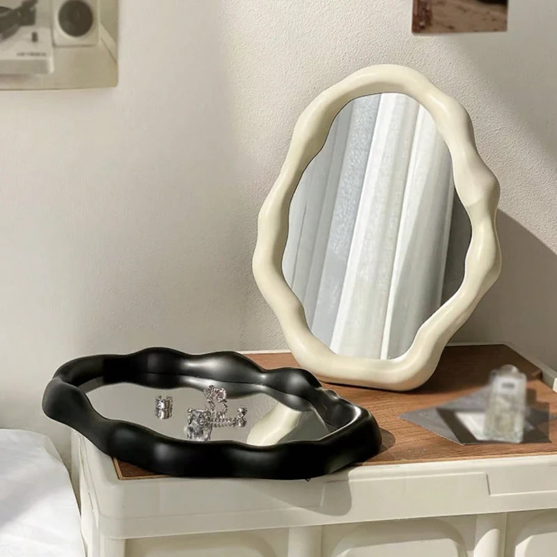 miroir moderne élégant blanc noir support ajustable chambre coiffeuse ornement décoration