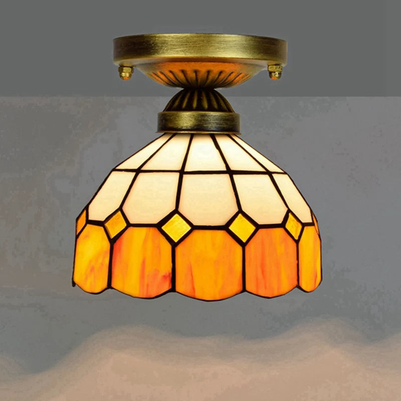 Lampe art déco mosaïque motifs floraux or marron bleu verte vintage chambre salon entree