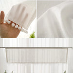 rideau blanc tissu lin pompons moderne rustique fenêtre 100x45cm 132x45cm 132x61cm