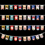 guirlande fanions multicolore motifs japonais traditionnels chat porte bonheur décoration thème japonais festive opaques