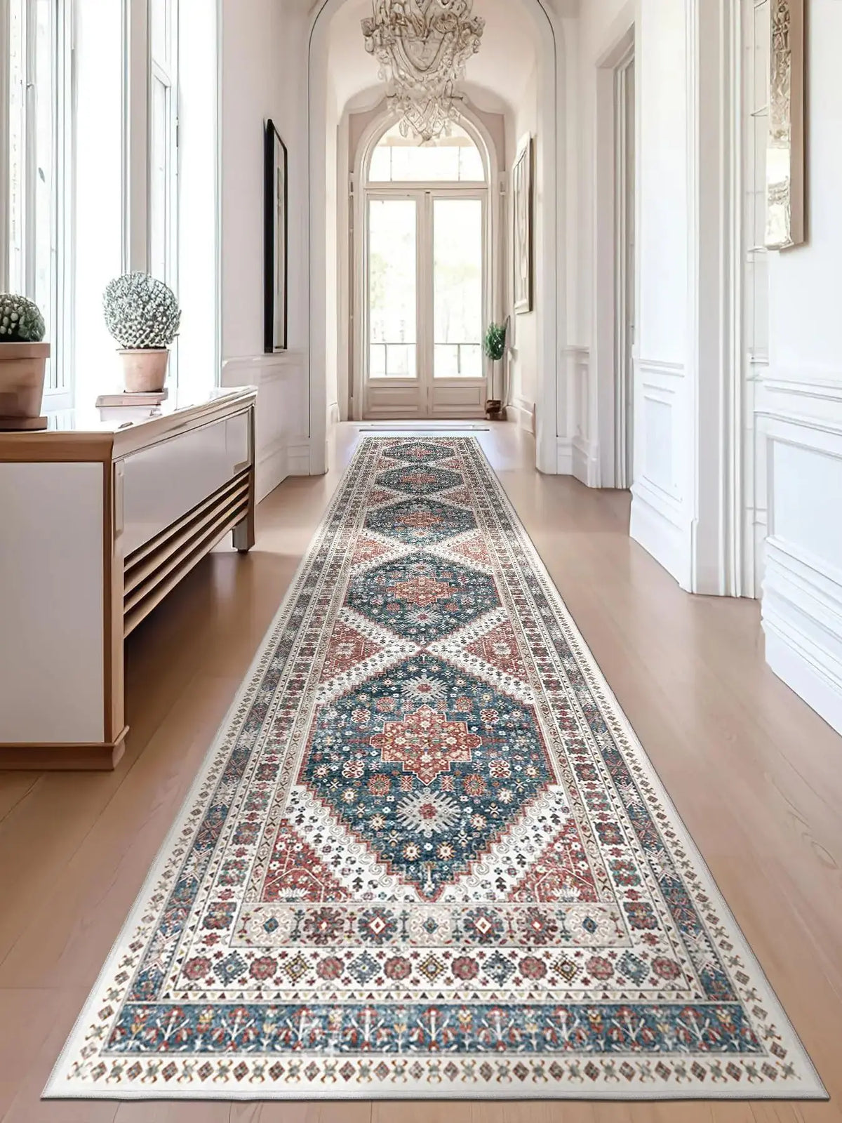 tapis sol intérieur motif floral classique polyester lavable salon cuisine couloir