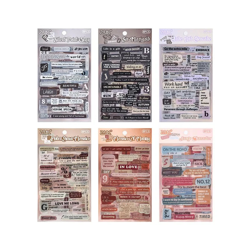 feuilles autocollants vintage transparents lettres images fleurs papillons marron beige gris rose