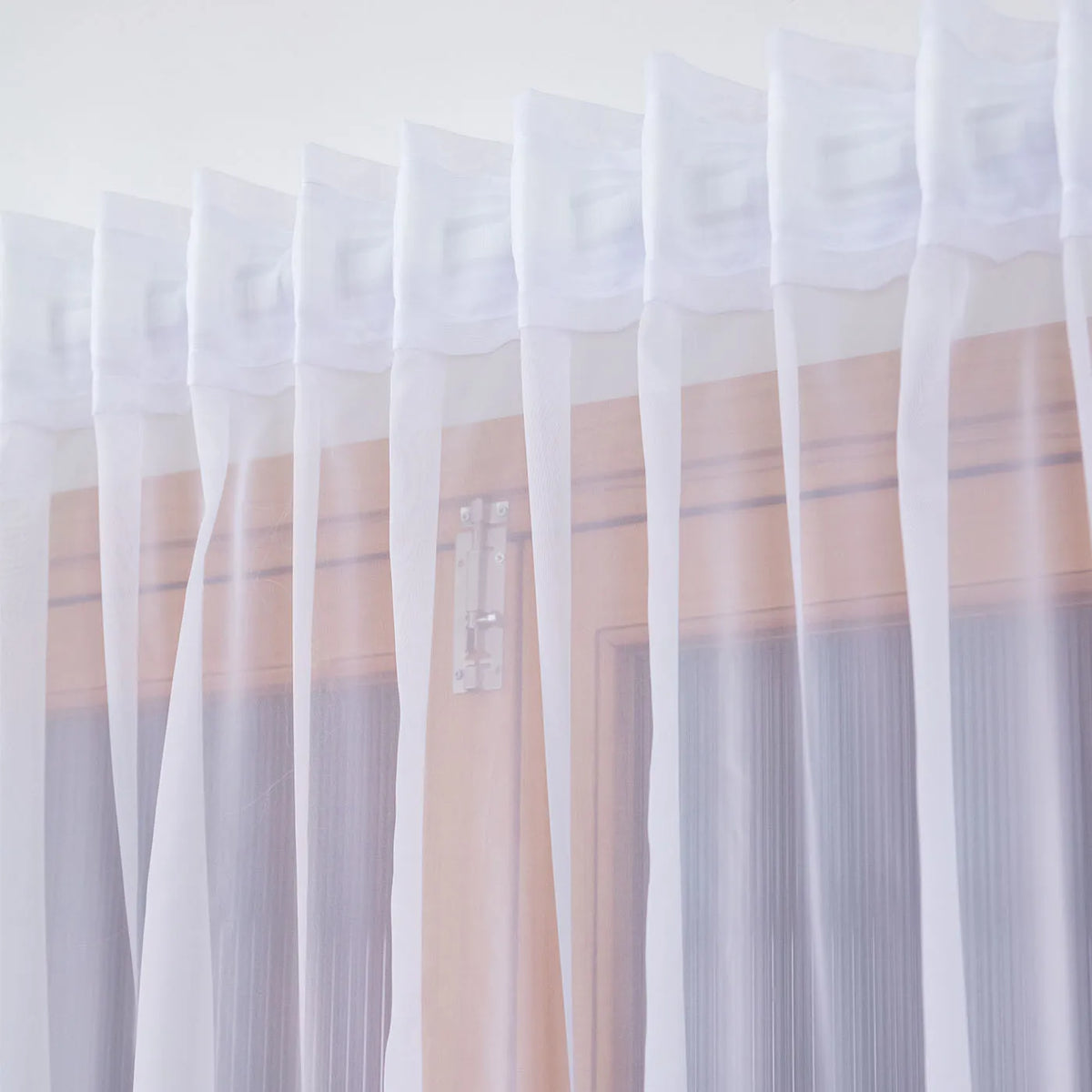rideau blanc transparent géométrique salon moderne fenêtre largeur variable haute qualité polyester