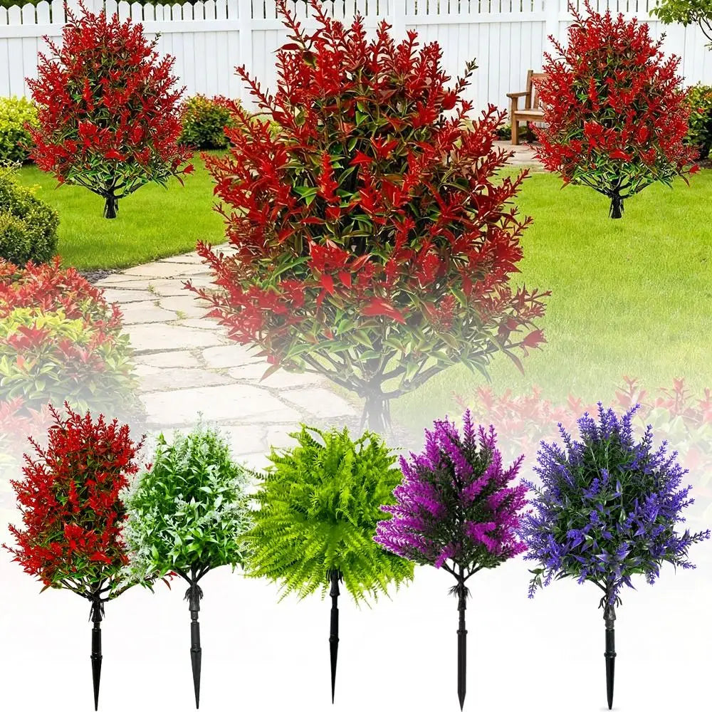 décoration extérieure plante artificielle rouge verte fixée accrochée moderne minimaliste feuilles fleurs simple branche