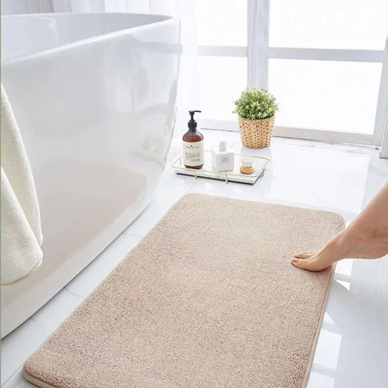 tapis bain absorbant gris rose clair moderne doux adhésif salon salle bain confortable