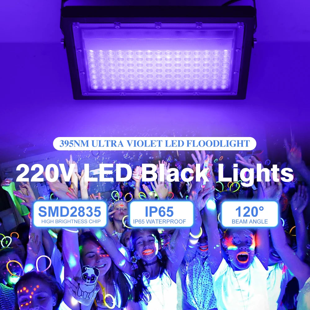 projecteur led uv 100w 50w black light violet noir fete decoration halloween