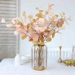 bouquet artificiel moderne feuilles ovales rose beige vertclair bleu rouge blanc vase transparentextérieur chambre