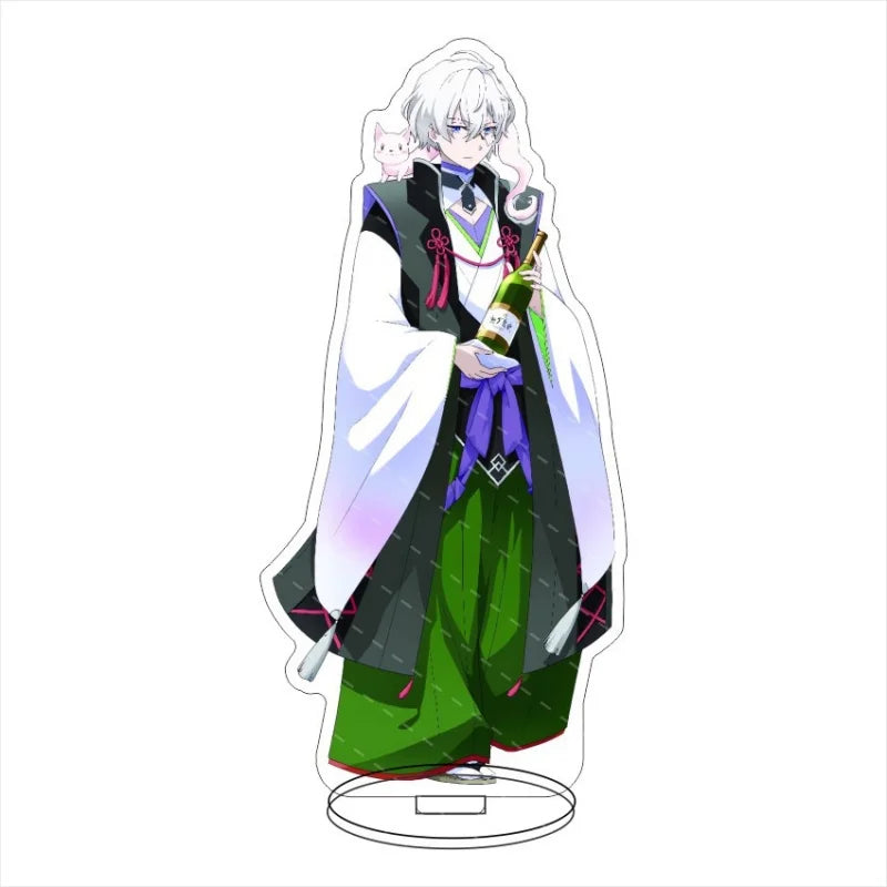 figurines anime acrylique bleu rose verte noire blanche motifs floraux base circulaire décoration collection