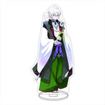 figurines anime acrylique bleu rose verte noire blanche motifs floraux base circulaire décoration collection