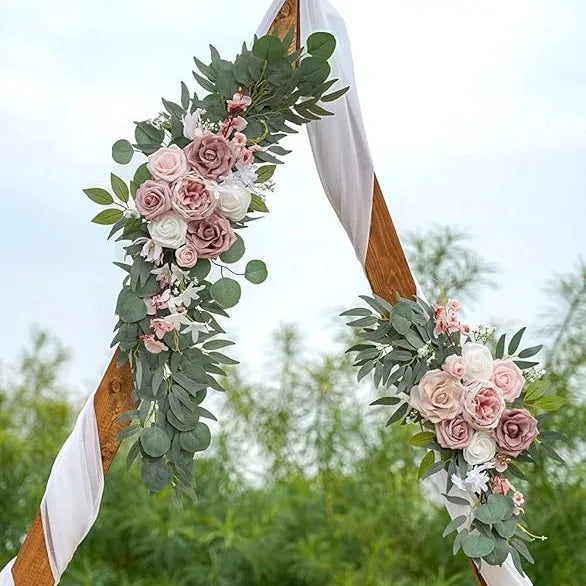 guirlandes florales décoratives mariage rose eucalyptus blanc romantique champêtreextérieur