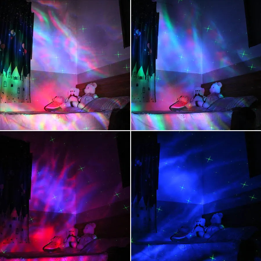 Projecteur mini galaxie sur table avec projection étoilée au plafond