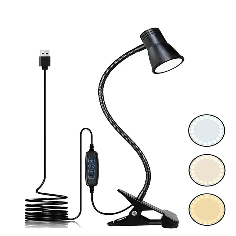 lampe flexible led noir moderne pinces interrupteur usb 150cm cable