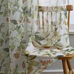 rideau romain fleurs feuilles semi transparent classique blanc vert beige orange