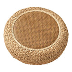 coussin sol rond tissé main paille mousse pu anti décubitus opaque rustique beige brunclair