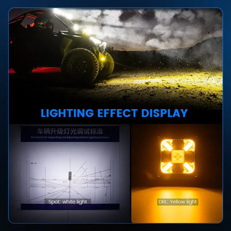 feux travail led 60w noir jaune ip67 12v 24v modernes robustes tout terrain