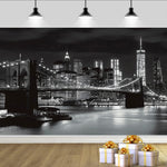 panneau mural moderne york paysage urbain nocturne clips noir blanc 100x150cm