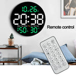 horloge murale numérique moderne affichage led temps date température humide noir bleu vert
